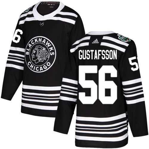 Adidas Blackhawks #56 Erik Gustafsson Black Authentic 2019 Winter Classic Stitched Youth NHL Jersey